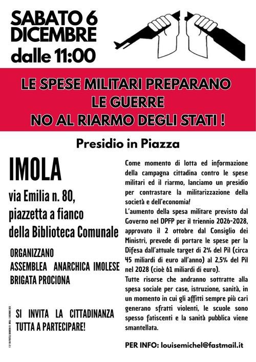 LE SPESE MILITARI PREPARANO ALLA GUERRA - NO AL RIARMO DEGLI STATI!