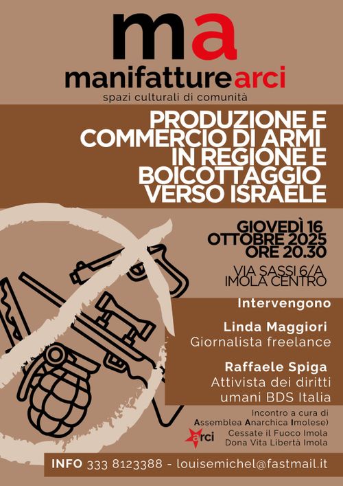 PRODUZIONE E COMMERCIO DI ARMI IN REGIONE E BOICOTTAGGIO VERSO ISRAELE