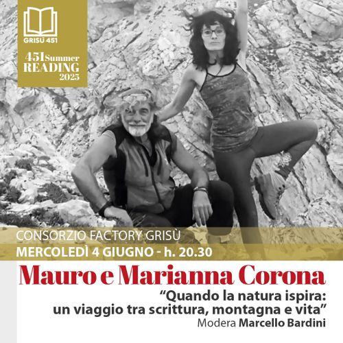 "Quando la natura ispira: un viaggio tra scrittura, montagna e vita". Mercoledì 4 giugno a Grisù Mauro e Marianna Corona