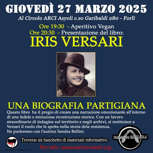 Presentazione del libro "Iris Versari, una biografia partigiana" con l'autrice Sandra Bellini.